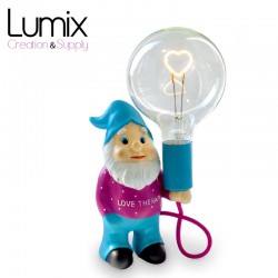 Lampe Nain Hugo en céramique proposée avec son ampoule à filament LED coeur