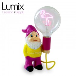 Nain Raj ceramic lamp offered with its pink Flemish LED filament lamp