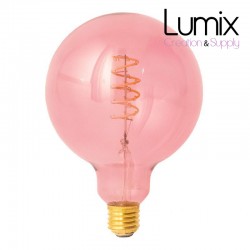 Ampoule LED Globo G125 série Pastel, Rose Poudré - Filament spirale 5W E27 Dimmable 1800K