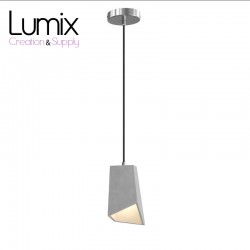 Pendant light prisme ciment et finition métal - Gris ou noir