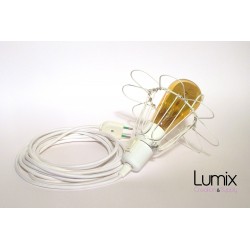 Lampe baladeuse E27 avec interrupteur à personnaliser - câble textile, douille bakélite et cage acier