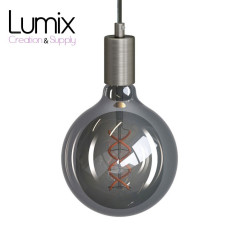 Suspension simple porte-douille et rosace inox satiné