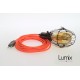 Lampe baladeuse E27 avec cage noire et câble textile orange