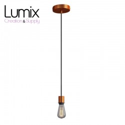 Pendant light single holder and rosette copper satin - ring device for mounting shade of your choice