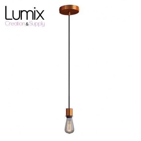 Pendant light single holder and rosette copper satin - ring device for mounting shade of your choice