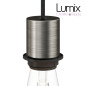 Suspension simple porte-douille et rosace inox satiné - dispositif à bague pour montage abat-jour de votre choix Suspension simple porte-douille et rosace inox satiné - dispositif à bague pour montage abat-jour de votre choix