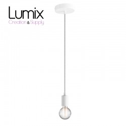 Suspension simple porte-douille lisse et rosace métal blanc brillant ou mat - Douille E27