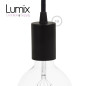 Suspension simple porte-douille lisse et rosace métal noir - Douille E27 Suspension simple porte-douille lisse et rosace métal noir - Douille E27