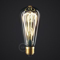 Ampoule Smoky LED Edison ST64 Filament Courbe à Double Loop 5W E27 Dimmable 2000K