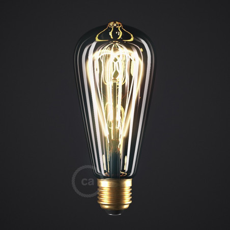 Ampoule Smoky LED Edison ST64 Filament Courbe à Double Loop 5W E27 Dimmable 2000K