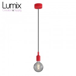 Suspension simple porte-douille et rosace silicone Rouge