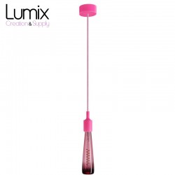 Suspension simple porte-douille et rosace silicone Fuschia