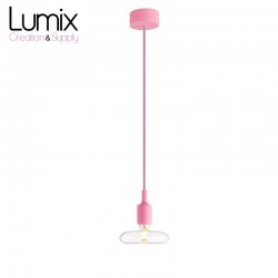 Suspension simple porte-douille et rosace silicone Rose