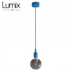 Suspension simple porte-douille et rosace silicone Bleu