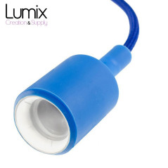 Suspension simple porte-douille et rosace silicone Bleu