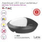 Applique LED 12W/220V IP65 blanc ou noir