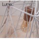 Commande privée : 1 suspension cage métal blanc XL Apollo - porte-douille et rosace plafond bois chêne blanc