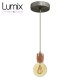Prestigious suspension curved lamp holder white oak and rosewood satin stainless steel