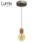 Suspension prestige porte-douille bombé bois chêne blanc et rosace métal inox satiné