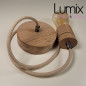 Suspension prestige porte-douille cylindrique et rosace bois chêne blanc - finitions métal au choix
