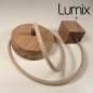 Suspension prestige porte-douille carrée et rosace bois chêne blanc - finitions métal au choix Suspension prestige porte-douille carrée et rosace bois chêne blanc - finitions métal au choix