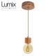 Pendant light prestige porte-douille bombée bois chêne blanc et rosace métal inox satinée