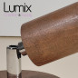 Applique spot orientable bois hêtre massif teinté ambre et finition métal au choix - E27-220 Volts - 60 Watts max