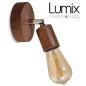 Applique spot orientable bois hêtre massif teinté ambre et finition métal au choix - E27-220 Volts - 60 Watts max