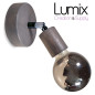 Applique spot orientable bois hêtre massif teinté gris bleuté et finition métal au choix - E27-220 Volts - 60 Watts max