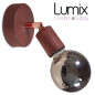 Applique spot orientable bois hêtre massif teinté acajou et finition métal au choix - E27-220 Volts - 60 Watts max