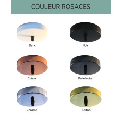 Suspension grappe 4 douilles E27 - couleurs rosace métal
