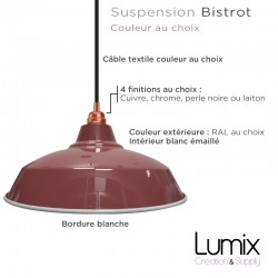 Pendant light Bistrot métal couleur au choix - Finition prestige