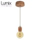 Pendant light prestige porte-douille bombée bois chêne blanc et rosace métal inox satinée