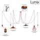 Suspension multiple Médusa 6 lampes avec porte-douille métal avec bague - Câble textile bordeaux rond ou torsadé - 3 finitions