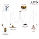 Multiple suspension Medusa 6 lamps with metal holder with ring - Round or twisted neutral textile linen cable - 3 finishes