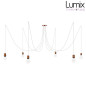 Suspension multiple Médusa 6 lampes avec porte-douille métal avec bague - Câble textile lin neutre rond ou torsadé - 3 finitions Suspension multiple Médusa 6 lampes avec porte-douille métal avec bague - Câble textile lin neutre rond ou torsadé - 3 finitions