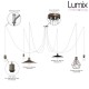 Multiple suspension Medusa 6 lamps with metal holder with ring - Round or twisted neutral textile linen cable - 3 finishes