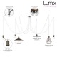 Suspension multiple Médusa 6 lampes avec porte-douille métal avec bague - Câble textile lin neutre rond ou torsadé - 3 finitions