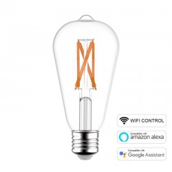 Ampoule connectée LED SMART WIFI ST64 transparente - 6.5W E27 Dimmable