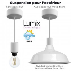 Hanging lamp for outdoors - Made-to-measure waterproof IP65 luminaire - White silicone socket holder with ring