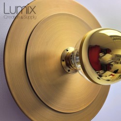 Wall or ceiling light double golden metal disc HELIOS max diam 30 cm