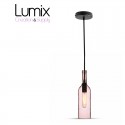 Suspension bottle in pink tinted glass - E14 or E27 socket of your choice