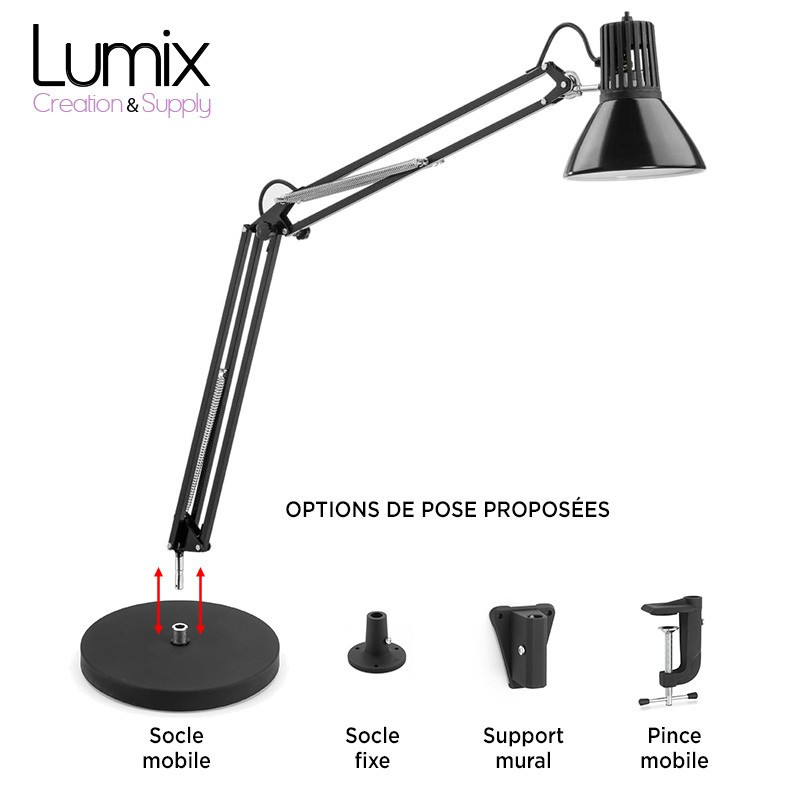 Lampe à poser Rimsa Modèle 10 avec 4 options de fixation au choix