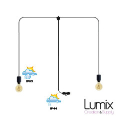 Guirlande mobile 7 mètres de câble - Luminaire pour l'extérieur 2 lampes IP65 - Kit monté