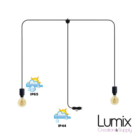 Guirlande mobile 7 mètres de câble - Luminaire pour l'extérieur 2 lampes IP65 - Kit monté