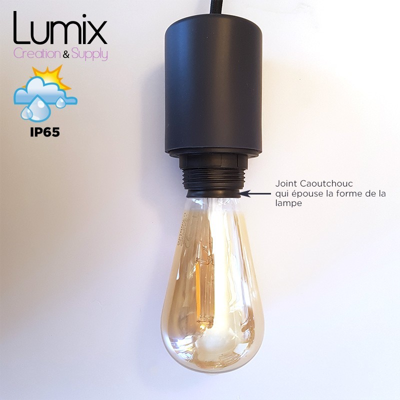 Guirlande lumineuse enfichable pour l'extérieur par Luminus de 24 pi avec  12 lumières à DEL à ampoules rétro PPSL24B