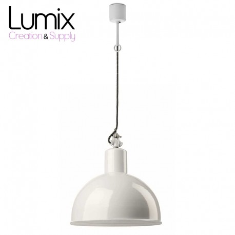 White enamelled industrial style pendant light 350 mm in diameter - Gics reissue