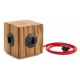 Solid oak power strip - 3 bakelite sockets available - Red textile cable