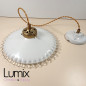 Suspension verre Opaline dentelée E14 - Verre souffé ancien année 1930