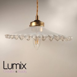 Serrated opaline glass pendant light 1930 -